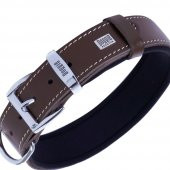 Doggie Konforlu Gerçek Deriden El Yapımı Köpek Boyun Tasması 3,5x52-60cm Kahverengi - 2