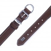 Doggie Konforlu Gerçek Deriden El Yapımı Köpek Boyun Tasması 3x42-50cm Kahverengi - 4