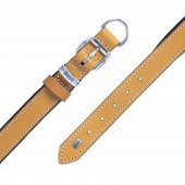Doggie Konforlu Gerçek Deriden El Yapımı Köpek Boyun Tasması 2,5x37-45cm Camel - 4
