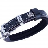 Doggie Konforlu Gerçek Deriden El Yapımı Köpek Boyun Tasması 1,5x20-25cm Siyah - 2