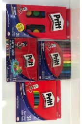 Pritt 21 Renk Suluboya -12 Renk Keçeli - 12 Renk Çantalı Pastel - 24 Renk Kuruboya (4 Lü Set) - 1