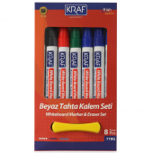 Kraf Beyaz Tahta Kalemi & Silgi 8li Avantajlı Set - 1