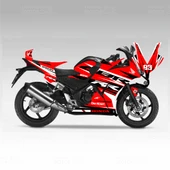 Honda CBR 250 R RR Lines Design Sticker Set Kırmızı-Siyah-Beyaz Yeni Kasa - 1