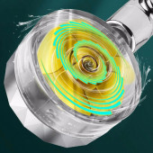 360 Derece Döner Turbo Pervaneli Serinletici Tasarım Start Stop Tuşlu Fıskiye Duş Başlığı - 6