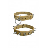 DESİNGSHOP Çivili Köpek Tasması Çift Kalınlık Bej 75 X 3,5 Cm DSGKT06 - 1