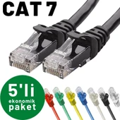 5 adet IRENIS CAT7 Kablo Ethernet Network İnternet LAN Kablosu   25 cm Mavi thumbnail 1