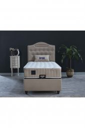 İPEK MOBİLYA Nima 3 Lü Set ( Baza + Başlık + Yatak ) Tek Kişilik ( BEJ ) 90x190 - 1