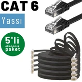 5 adet IRENIS CAT6 Kablo Yassı Ethernet Network Lan Ağ Kablosu  5 Metre Yeşil thumbnail 11