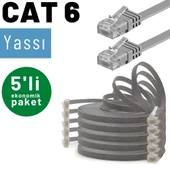 5 adet IRENIS CAT6 Kablo Yassı Ethernet Network Lan Ağ Kablosu  50cm Yeşil - 12