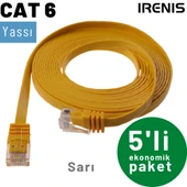 5 adet IRENIS CAT6 Kablo Yassı Ethernet Network Lan Ağ Kablosu  3 Metre Beyaz thumbnail 6