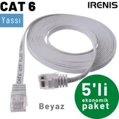 5 adet IRENIS CAT6 Kablo Yassı Ethernet Network Lan Ağ Kablosu  50cm Yeşil - 4