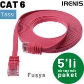 5 adet IRENIS CAT6 Kablo Yassı Ethernet Network Lan Ağ Kablosu  50cm Yeşil - 10