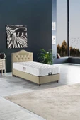 İPEK MOBİLYA Nima İkili Set (Baza+Başlık) Tek Kişilik (BEJ) 100x200 - 1