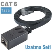 IRENIS CAT6 Kablo Uzatma Seti, Yassı Ethernet Kablo ve Ekleyici  5 Metre Sarı thumbnail 7