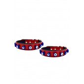 DESİNGSHOP Hakiki Deri Nazar Boncuklu Köpek Tasması Kırımızı 56cm X 2,5cm 2 Adet dsg213c23 - 1
