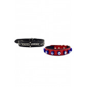 DESİNGSHOP Hakiki Deri Nazar Boncuklu Köpek Tasması 56x2,5cm Ve Hakiki Deri Köpek Tasması 4x67cm 2li Set dsg2673gt - 1