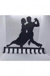 Dans Çifti Figürlü Dekoratif Metal Anahtar Askısı - 25x20cm - 3