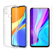 Xiaomi Redmi 9C Kılıf Şeffaf Süper Silikon Kılıf + Kırılmaz Cam - 1