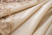 Finezza Henna Lüx Dantelli Simli Keten Kumaş Bej Masa Örtüsü 160x230 cm - 1144 - 5