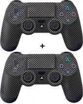 PS 4 Siyah Carbon Fiber DualShock Kol Kaplama 2 Adet Çınar Extreme - 1