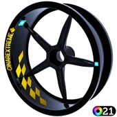 Gp Flag Damalı İç Jant Şeridi Sticker Reflektif, Floresan, Özel Renkler Çınar Extreme - 1