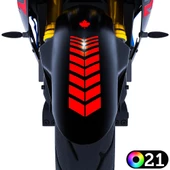 2 Adet Sport Tasarımlı Motosiklet Çamurluk Sticker Reflektif, Floresan, Parlak Düz, Özel Renkler Çınar Extreme - 1
