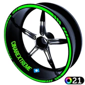 4 Parçalı Kesikli Jant Şeridi Sticker Reflektif, Floresan, Özel Renkler Çınar Extreme - 1