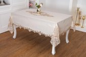 Finezza Henna Güpürlü Keten Bej Sofra Takımı 8 kişilik 160x230 cm 17 Prç. - 1147 - 4