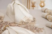 Finezza Henna Güpürlü Keten Bej Sofra Takımı 8 kişilik 160x230 cm 17 Prç. - 1147 - 6