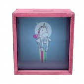 PEMBE KALPLİ RENKLİ AT TASARIM AHŞAP KUMBARA - 1