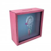 PEMBE KALPLİ RENKLİ AT TASARIM AHŞAP KUMBARA - 2