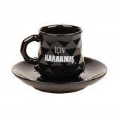 SİYAH KRİSTAL İÇİN KARARMIŞ TASARIM TÜRK KAHVESİ FİNCANI - 1