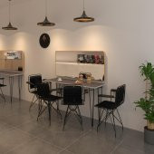 Knsz masa sandalye takımı hem75mazlum grisyh 140*040 klçsm 4 sandalye syhsyh kolçaklı sırt minderli - 1