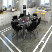 Knsz masa sandalye takımı hem75mazlum grisyh 130*070 klçsm 6 sandalye syhsyh kolçaklı sırt minderli - 1
