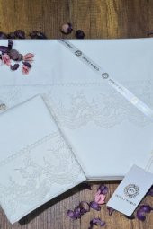 Fransız Dantelli Elani Çeyizlik Nevresim Takımı Krem thumbnail 5