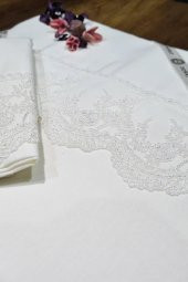 Fransız Dantelli Elani Çeyizlik Nevresim Takımı Krem thumbnail 6