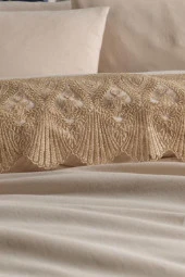 Fransız Dantelli Vase Çeyizlik Nevresim Takımı Cappucino - 9