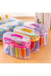 Mini Dikiş Seti İp İğne Dikiş Makaslı Mezuralı Mini Dikiş Kutusu - 1