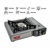 Rox Camping 0103 Tekli Portatif Kamp Ocak(Ekstra Gaz Girişli) - 3 Adet Rox Valfli Kamp Gazı Kartuş 227gr Hediyeli - 2