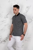 POLO YAKA CEPLİ KLASİK KESİM DESENLİ ERKEK T-SHİRT - 6