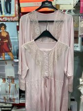 NEHİR 2036  Pudra Hamile Lohusa 3Lü Pijama Sabahlık Takım thumbnail 1