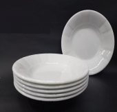 6 Adet Beyaz Oluklu Melamin Çukur Yemek Tabağı 18x3cm Pilav, Kuru Nohut Çok Hesaplı Sulu Yemek Kabı - 1
