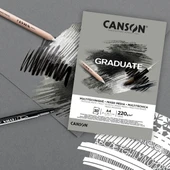Canson Graduate Mix Media GREY A4 220gr 30 yp Çok Amaçlı Resim Blok - 2