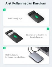 Ugreen USB Type-C 3.1 Gen2 2.5 Inch HDD SSD Alüminyum Harici Disk Kutusu - 6