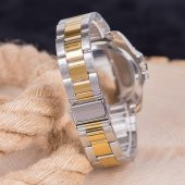 Takvimli Gümüş Gold Çelik Kordonlu Siyah Kadranlı Unisex Kol Saat ST-303989 - 2