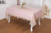 Finezza Henna Güpürlü Keten Pudra Sofra Takımı 8 kişilik 160x230cm 17Prç. - 1149 - 2