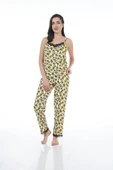 Estiva 22101 Kadın Papatya Desenli Askılı Viskon Pijama Takımı - 1