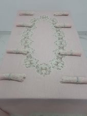 Finezza Nihal Güpürlü Keten Pudra Sofra Takımı 8 kişilik 160x230cm 17Prç. - 1155 - 4