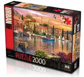 KS Puzzle 2000 Parça Harbour Sunset Limanada Gün Batımı - 1
