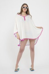 Yakası ve eteği Ponponlu Pareo - 1